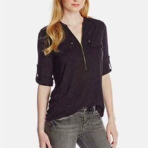 Calvin Klein Black Zipper Blouse